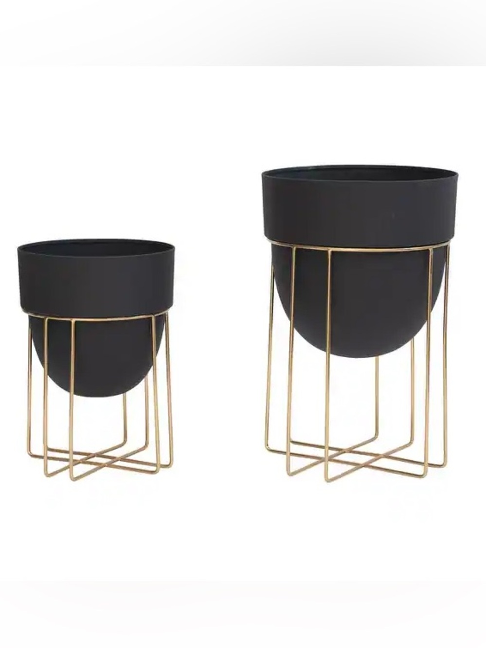 Modern Black and Gold Metal Planter Set